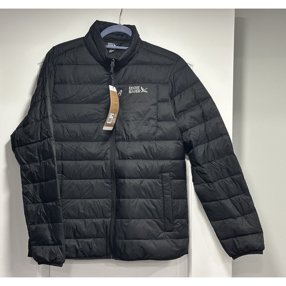 Eddie Bauer Men's Down Packable Lightweigh Jacket Size S Black NWT preppy coat
